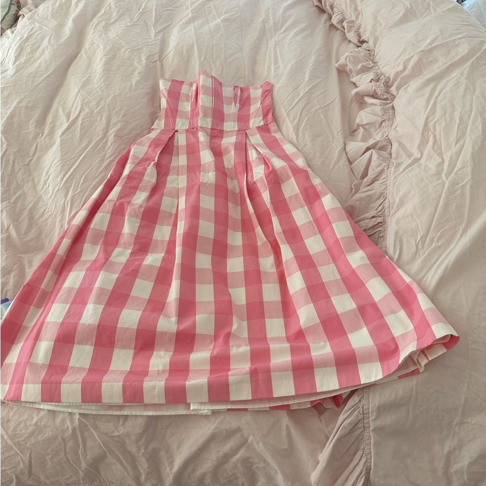 Zara Pink and White Strapless Dress